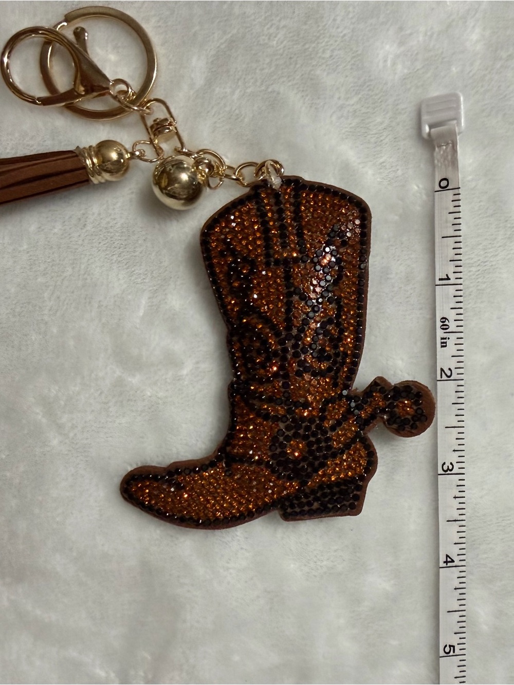 Brown & Black Cowboy Boot Keychain or Purse Charm